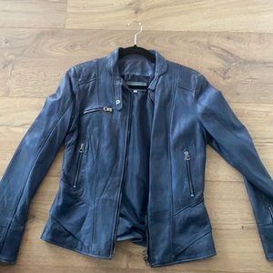 Blue leather jacket